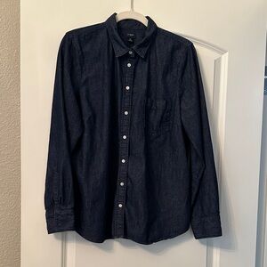 J. Crew Factory Women's Navy Button Down Shirt